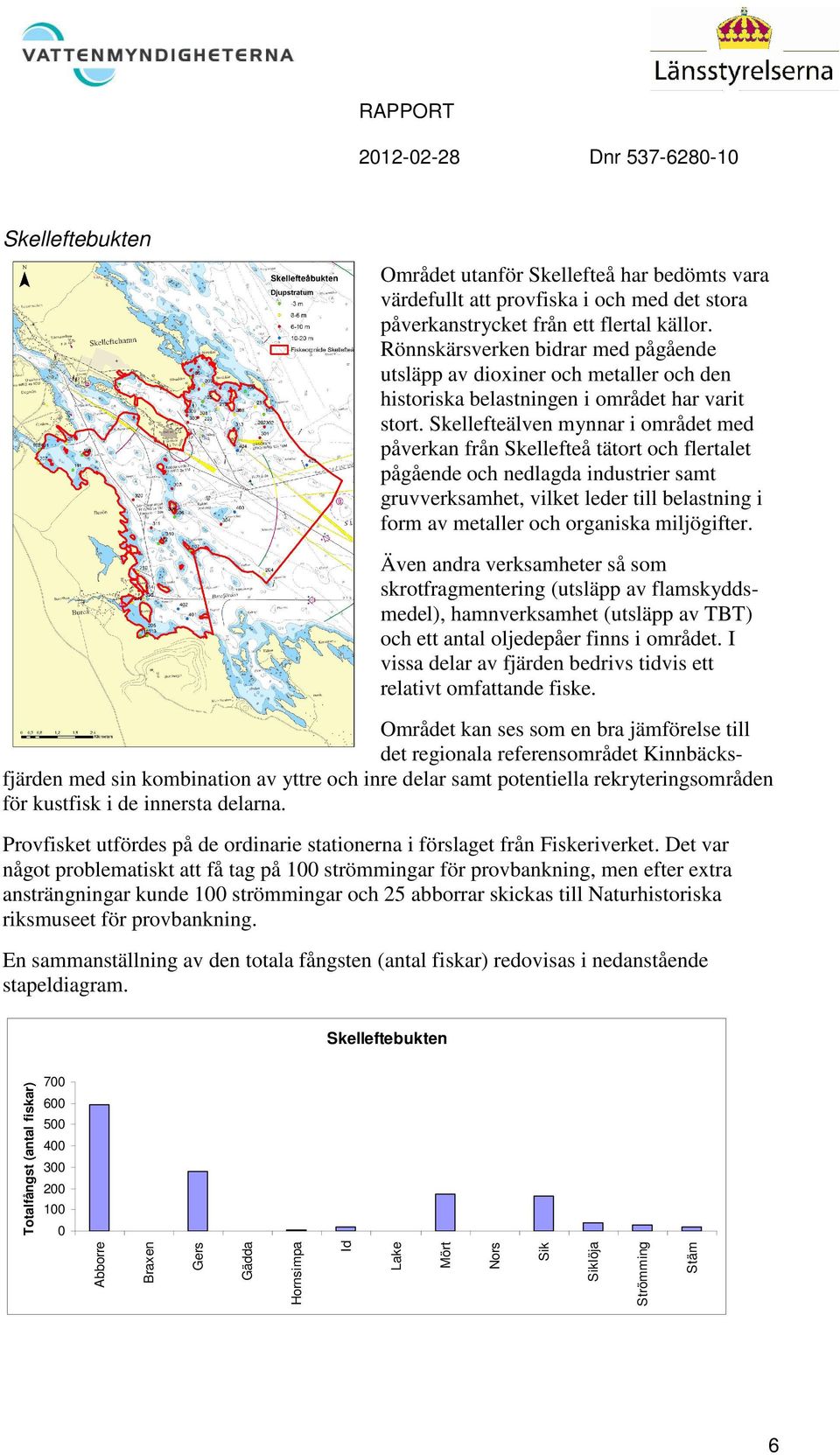 Skellefteälven mynnar i området med påverkan från Skellefteå tätort och flertalet pågående och nedlagda industrier samt gruvverksamhet, vilket leder till belastning i form av metaller och organiska