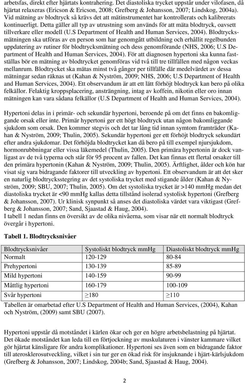 Detta gäller all typ av utrustning som används för att mäta blodtryck, oavsett tillverkare eller modell (U.S Department of Health and Human Services, 2004).