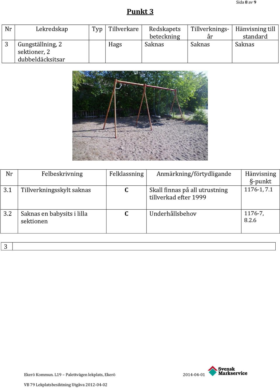 Felklassning Anmärkning/förtydligande Hänvisning -punkt 3.