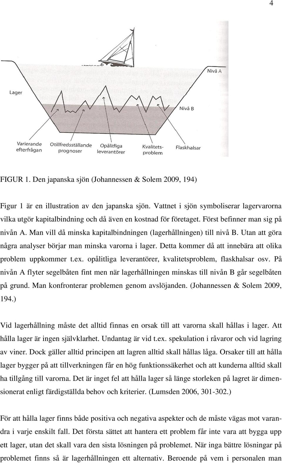 Man vill då minska kapitalbindningen (lagerhållningen) till nivå B. Utan att göra några analyser börjar man minska varorna i lager. Detta kommer då att innebära att olika problem uppkommer t.ex.