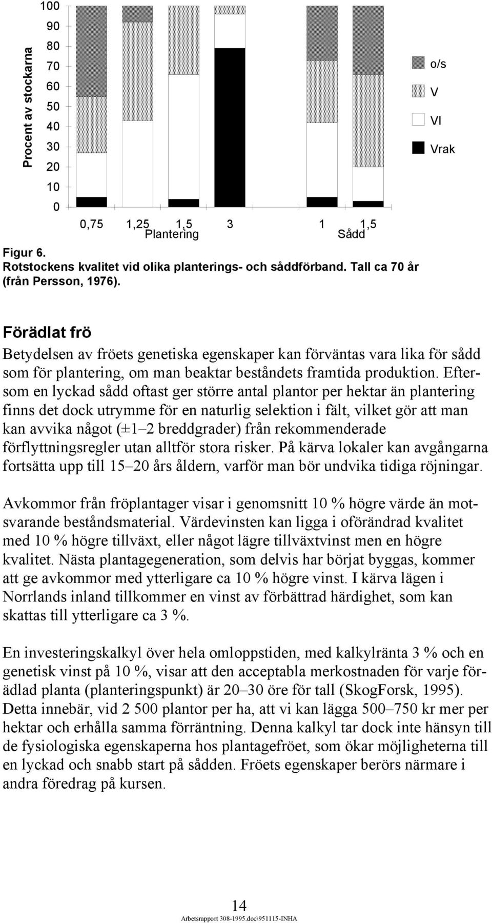 Eftersom en lyckad sådd oftast ger större antal plantor per hektar än plantering finns det dock utrymme för en naturlig selektion i fält, vilket gör att man kan avvika något (±1 2 breddgrader) från