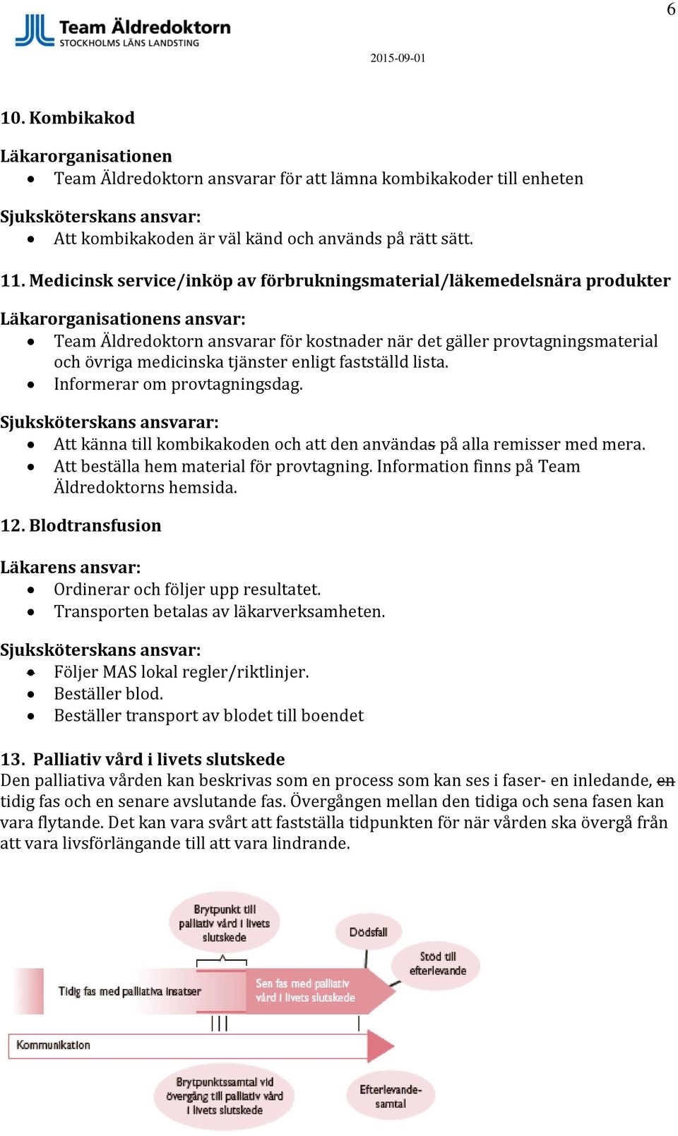 medicinska tjänster enligt fastställd lista. Informerar om provtagningsdag. Sjuksköterskans ansvarar: Att känna till kombikakoden och att den användas på alla remisser med mera.