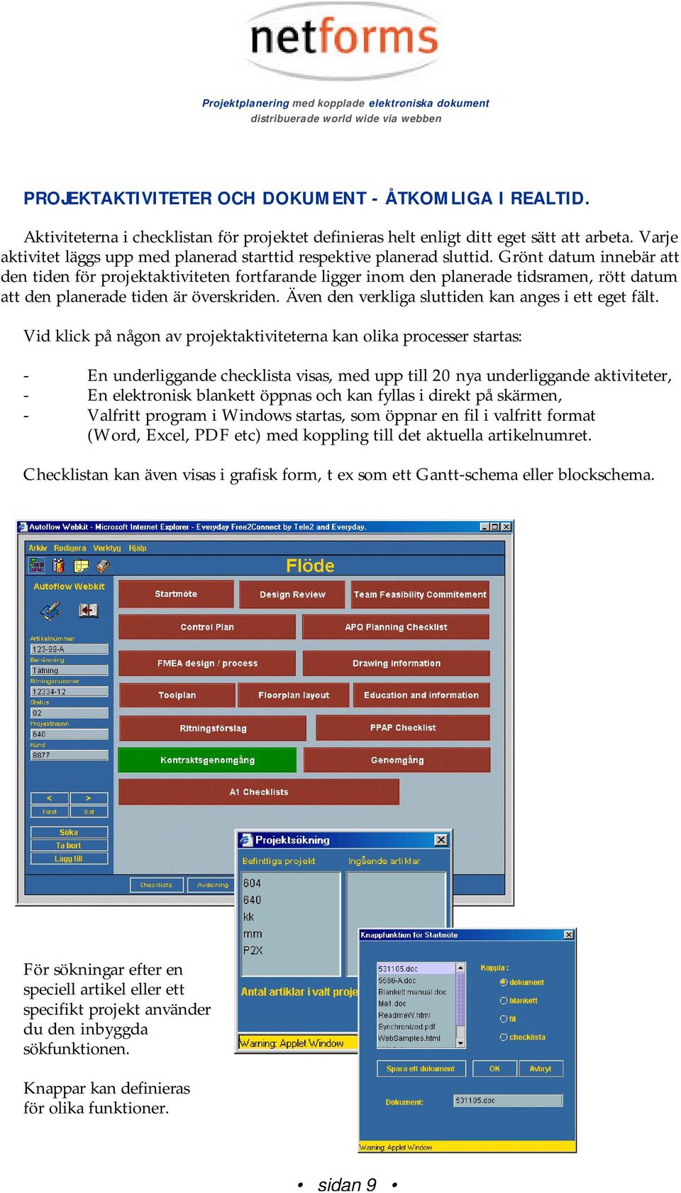 Grönt datum innebär att den tiden för projektaktiviteten fortfarande ligger inom den planerade tidsramen, rött datum att den planerade tiden är överskriden.