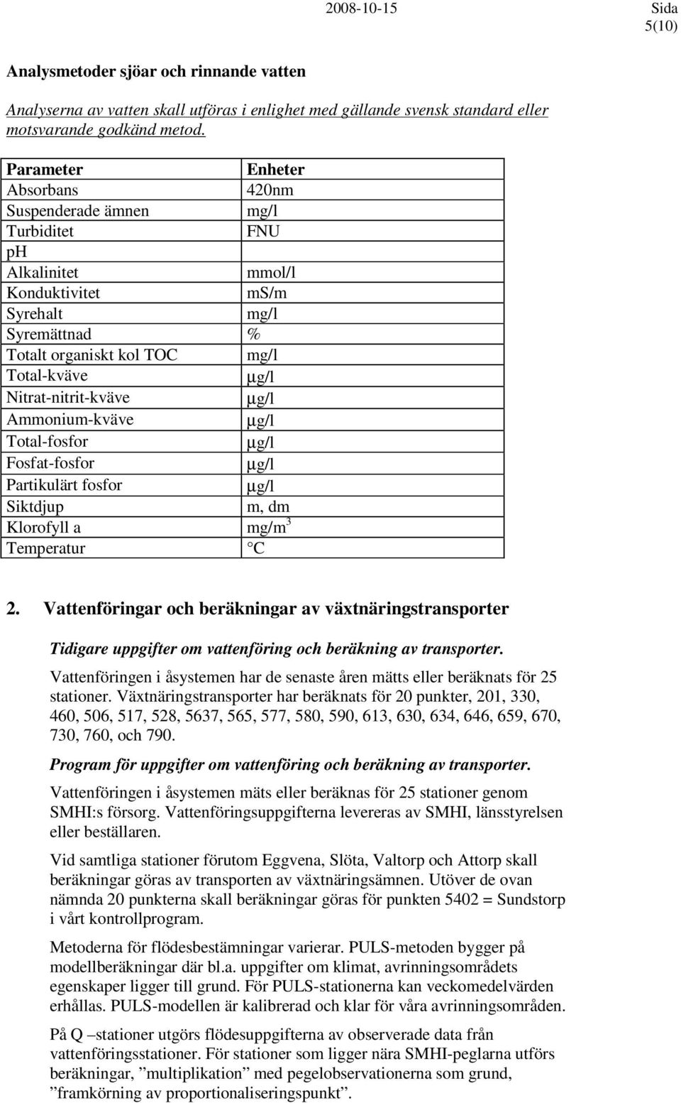 Nitrat-nitrit-kväve Ammonium-kväve Total-fosfor Fosfat-fosfor Partikulärt fosfor Siktdjup m, dm Klorofyll a mg/m 3 Temperatur C 2.