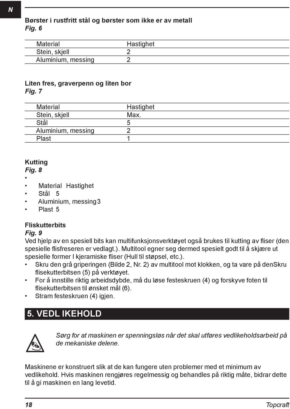 9 Ved hjelp av en spesiell bits kan multifunksjonsverktøyet også brukes til kutting av fliser (den spesielle flisfreseren er vedlagt.).