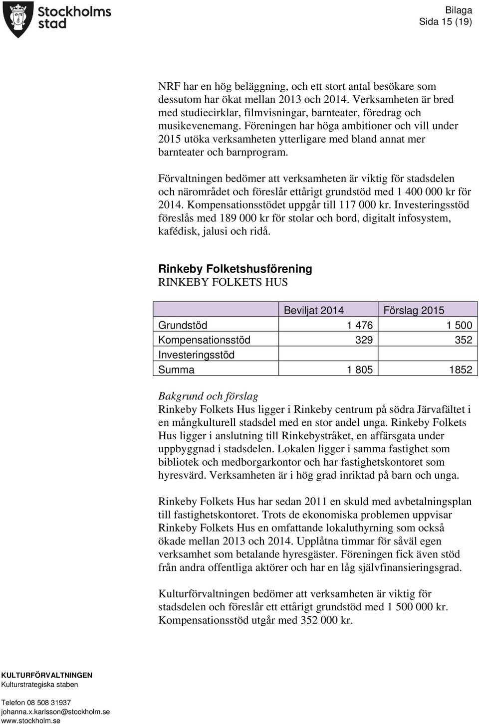 Föreningen har höga ambitioner och vill under 2015 utöka verksamheten ytterligare med bland annat mer barnteater och barnprogram.