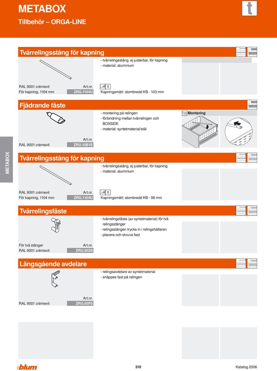 0E Tvärrelingsstång för kapning - tvärrelingsstång, ej justerbar, för kapning - material: aluminium RL 900 crèmevit För kapning, 04 mm ZRG.