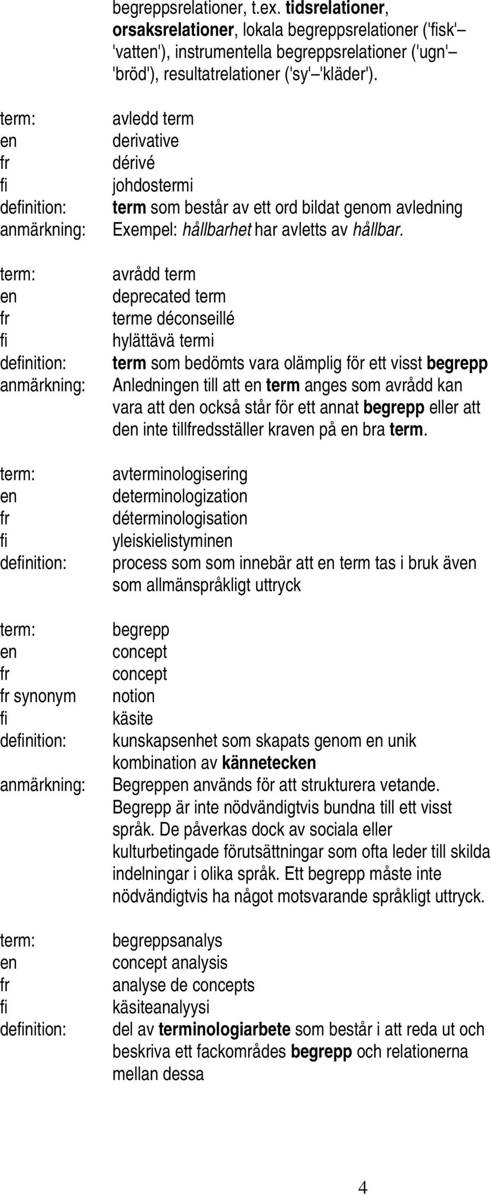 avrådd term deprecated term terme déconseillé hylättävä termi term som bedömts vara olämplig för ett visst begrepp Anledning till att term anges som avrådd kan vara att d också står för ett annat