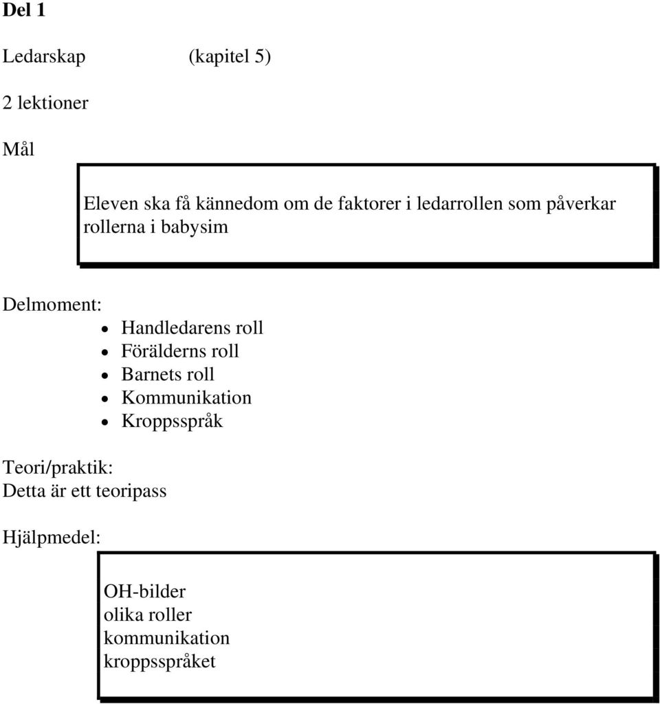 Handledarens roll Förälderns roll Barnets roll Kommunikation