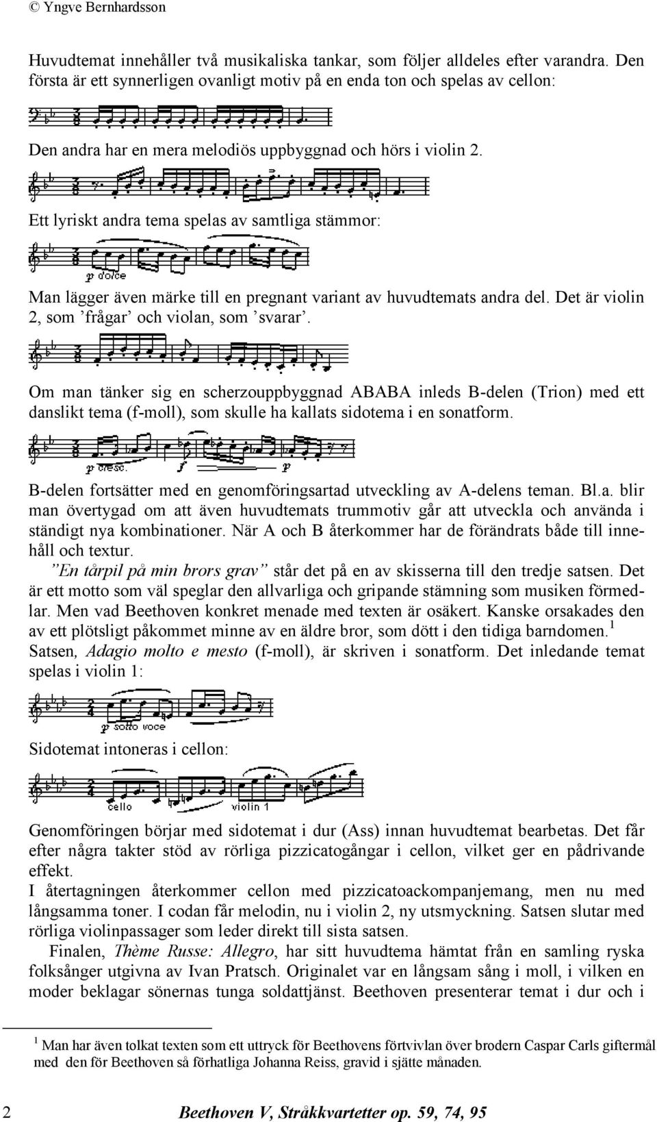 Ett lyriskt andra tema spelas av samtliga stämmor: Man lägger även märke till en pregnant variant av huvudtemats andra del. Det är violin 2, som frågar och violan, som svarar.