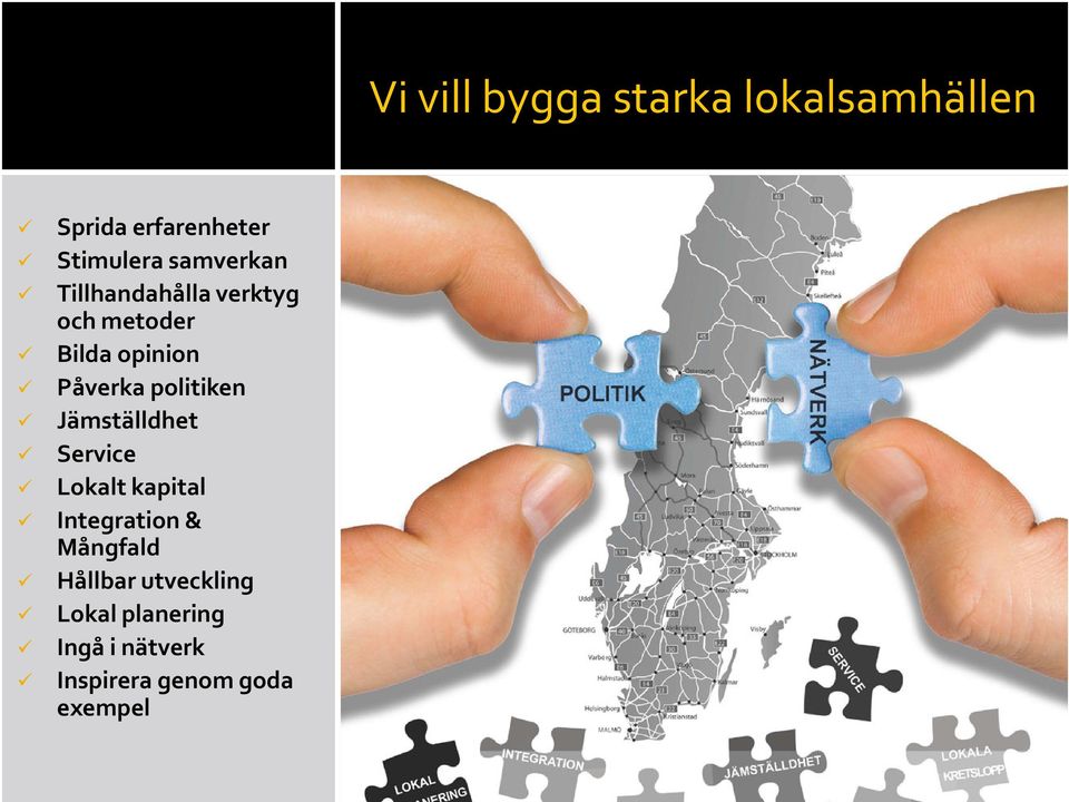 kapital Integration & Mångfald Hållbar utveckling Lokal planering