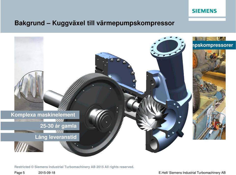 Tvåstegs turbokompressor Kuggväxel 1500/8000 rpm