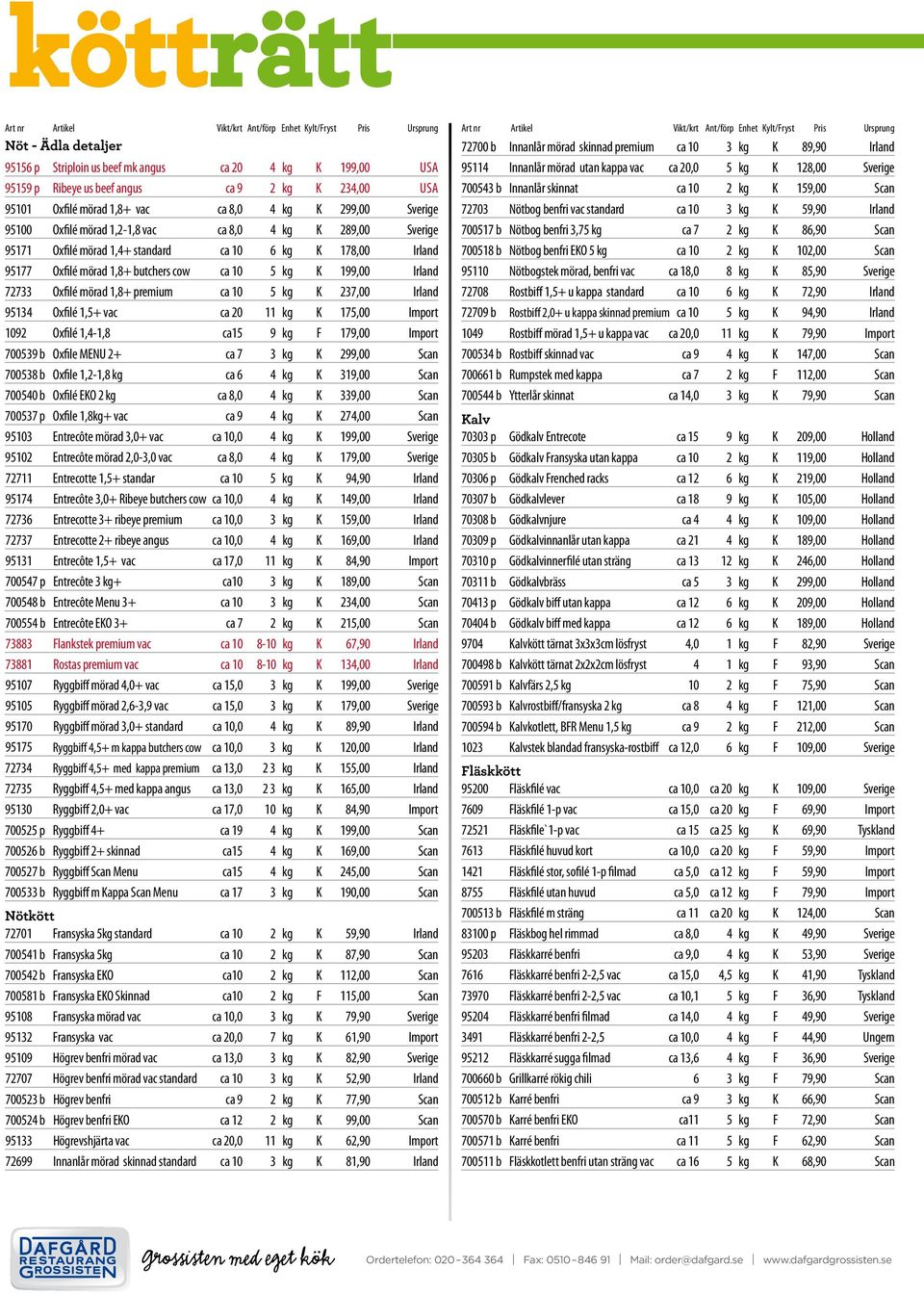 mörad 1,4+ standard ca 10 6 kg K 178,00 Irland 95177 Oxfilé mörad 1,8+ butchers cow ca 10 5 kg K 199,00 Irland 72733 Oxfilé mörad 1,8+ premium ca 10 5 kg K 237,00 Irland 95134 Oxfilé 1,5+ vac ca 20