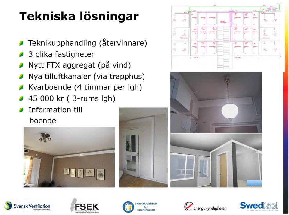 tilluftkanaler (via trapphus) " Kvarboende (4 timmar