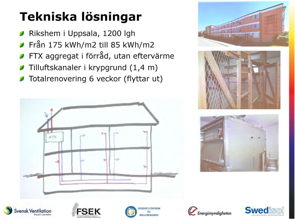 förråd, utan eftervärme " Tilluftskanaler i