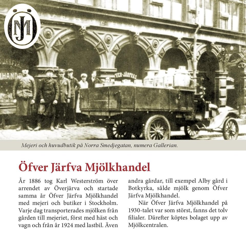 butiker i Stockholm. Varje dag transporterades mjölken från gården till mejeriet, först med häst och vagn och från år 1924 med lastbil.