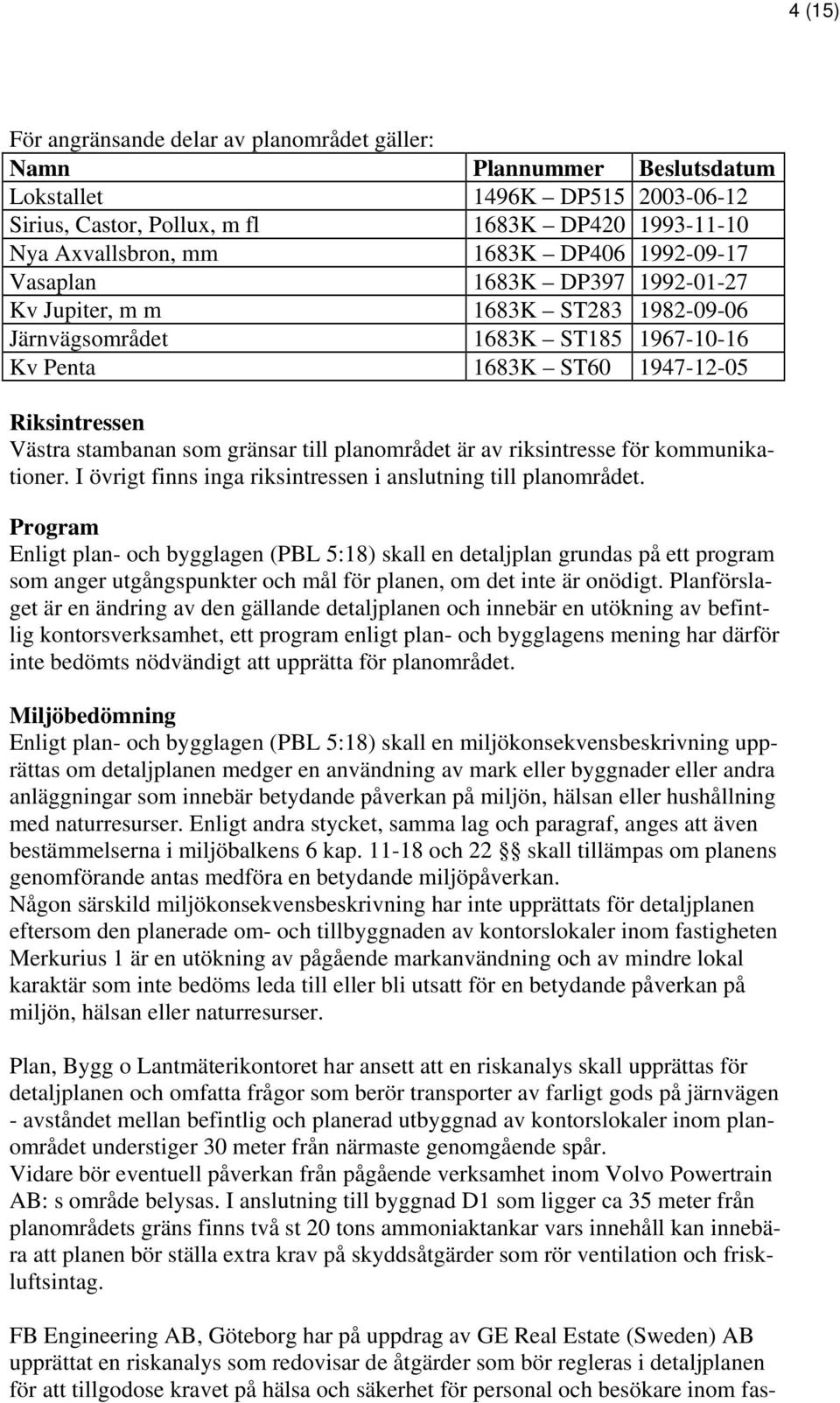 planområdet är av riksintresse för kommunikationer. I övrigt finns inga riksintressen i anslutning till planområdet.