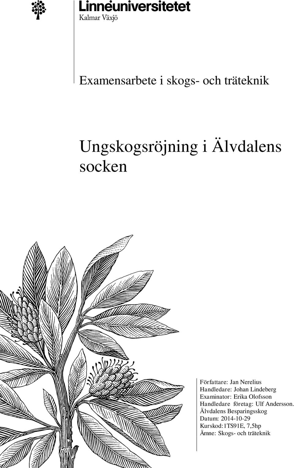 Examinator: Erika Olofsson Handledare företag: Ulf Andersson.