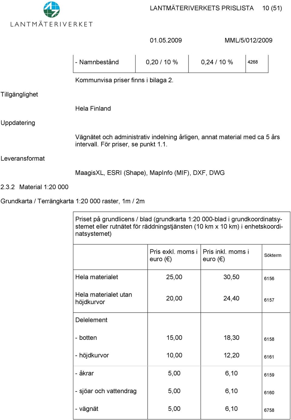 1. Leveransformat MaagisXL, ESRI (Shape), MapInfo (MIF), DXF, DWG 2.3.