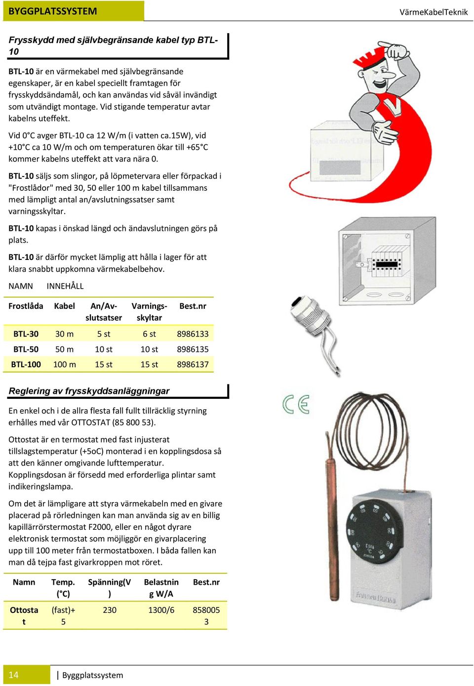 15w), vid +10 C ca 10 W/m och om temperaturen ökar till +65 C kommer kabelns uteffekt att vara nära 0.