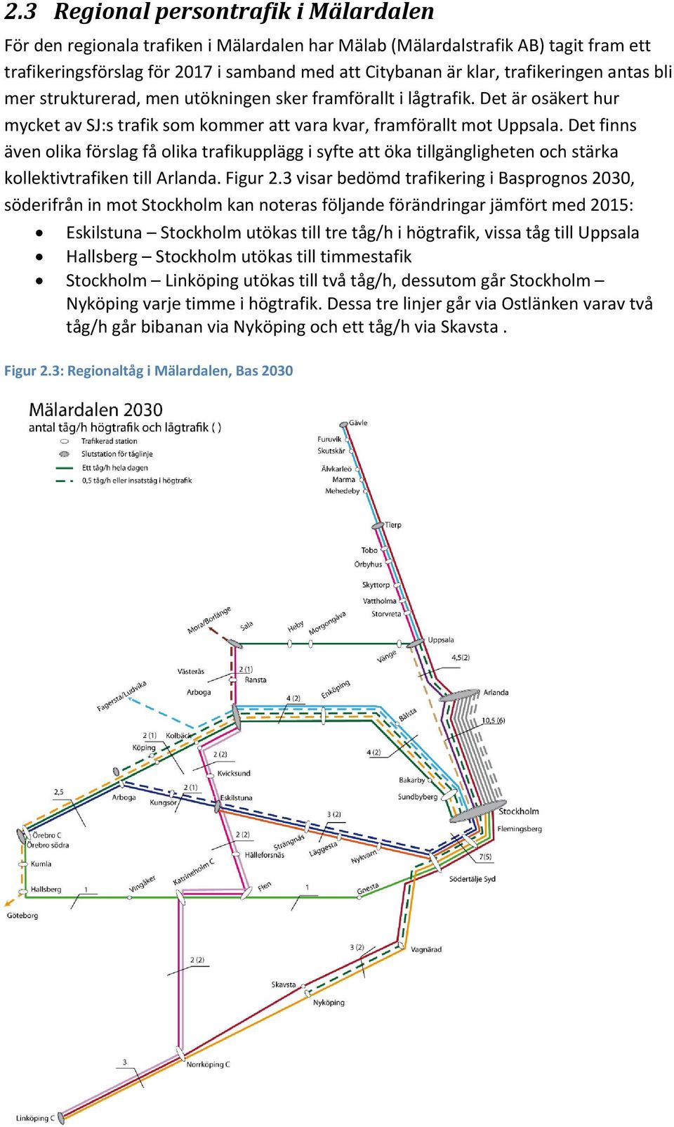 Det finns även olika förslag få olika trafikupplägg i syfte att öka tillgängligheten och stärka kollektivtrafiken till Arlanda. Figur 2.