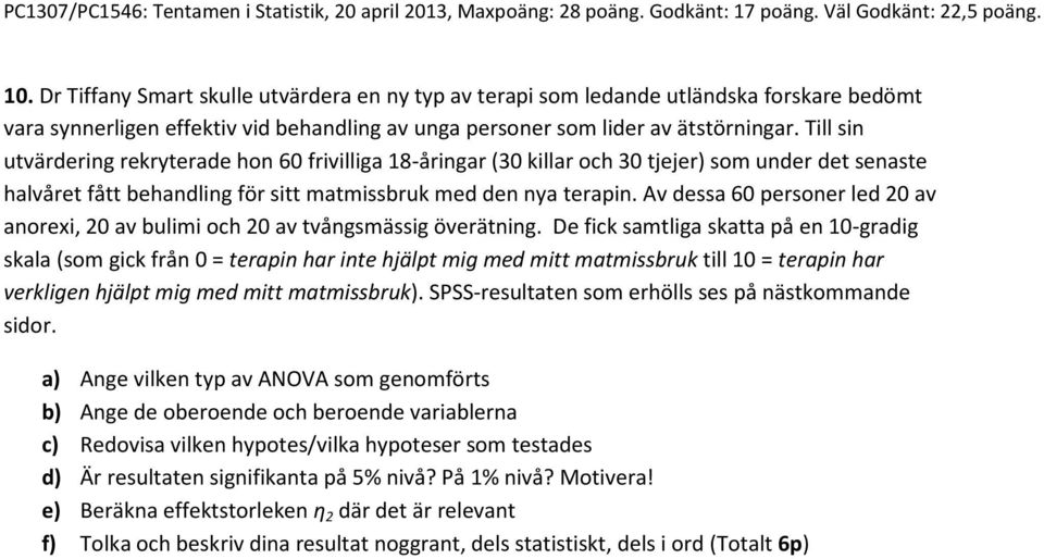 Av dessa 60 personer led 20 av anorexi, 20 av bulimi och 20 av tvångsmässig överätning.