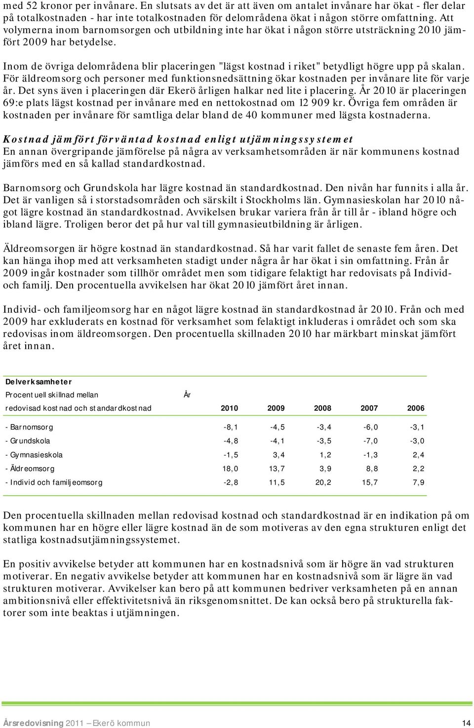 Inom de övriga delområdena blir placeringen "lägst kostnad i riket" betydligt högre upp på skalan. För äldreomsorg och personer med funktionsnedsättning ökar kostnaden per invånare lite för varje år.