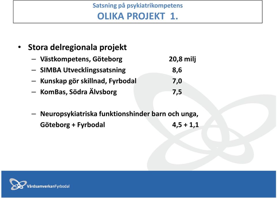 SIMBA Utvecklingssatsning 8,6 Kunskap gör skillnad, Fyrbodal