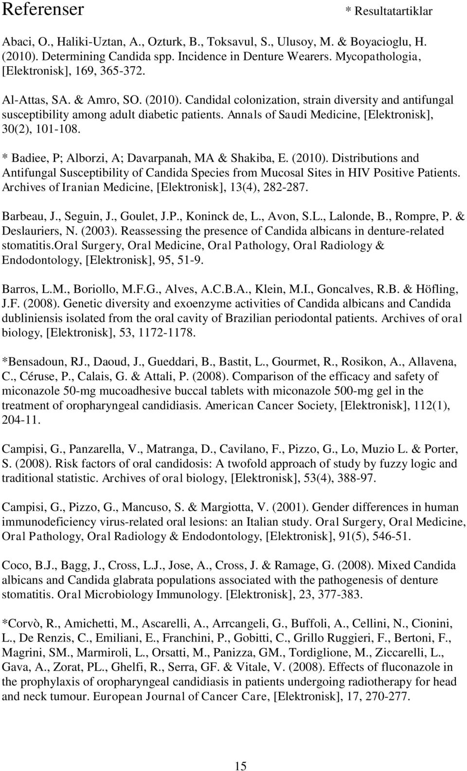 Annals of Saudi Medicine, [Elektronisk], 30(2), 101-108. * Badiee, P; Alborzi, A; Davarpanah, MA & Shakiba, E. (2010).