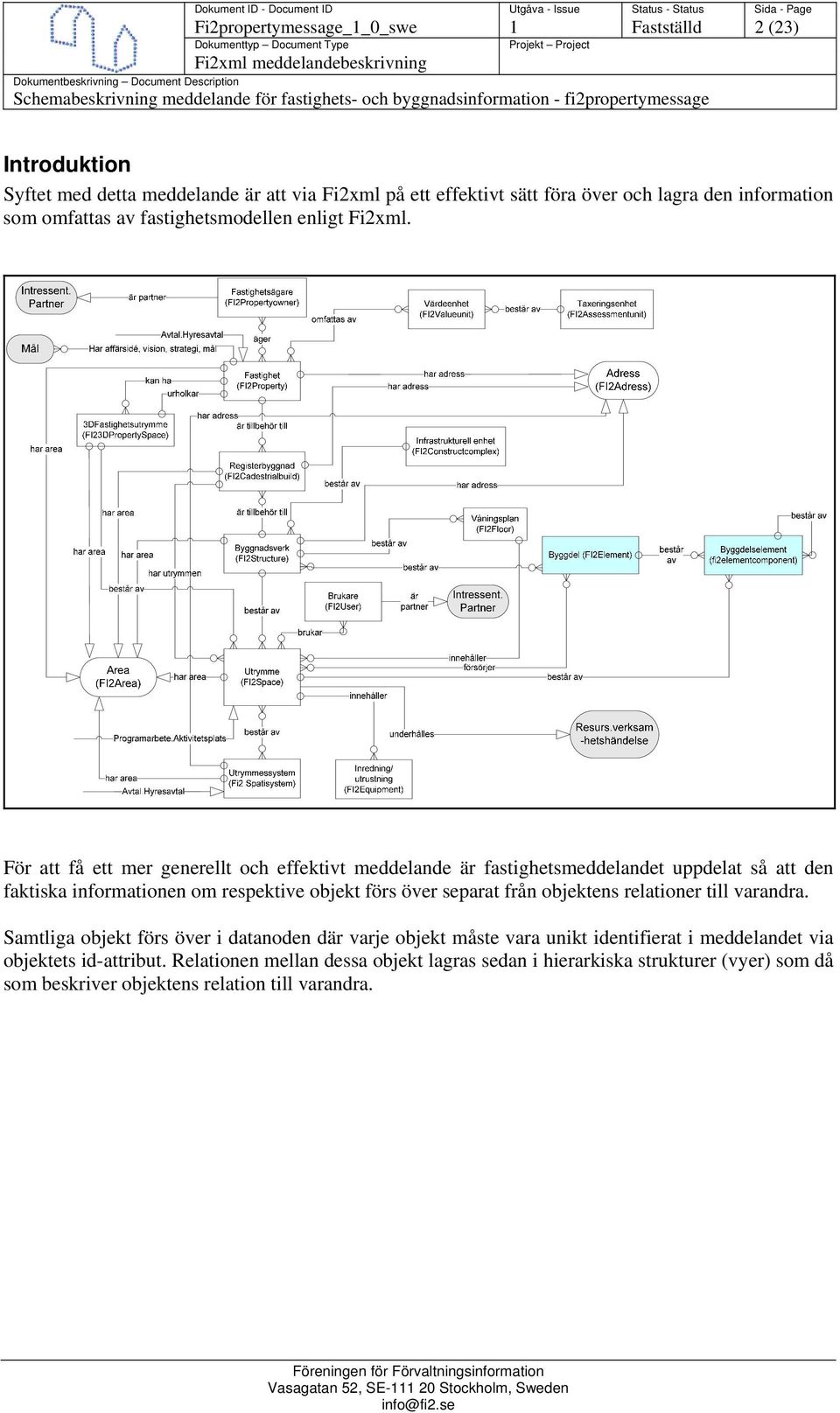 För att få ett mer generellt och effektivt meddelande är fastighetsmeddelandet uppdelat så att den faktiska informationen om respektive objekt förs över separat från