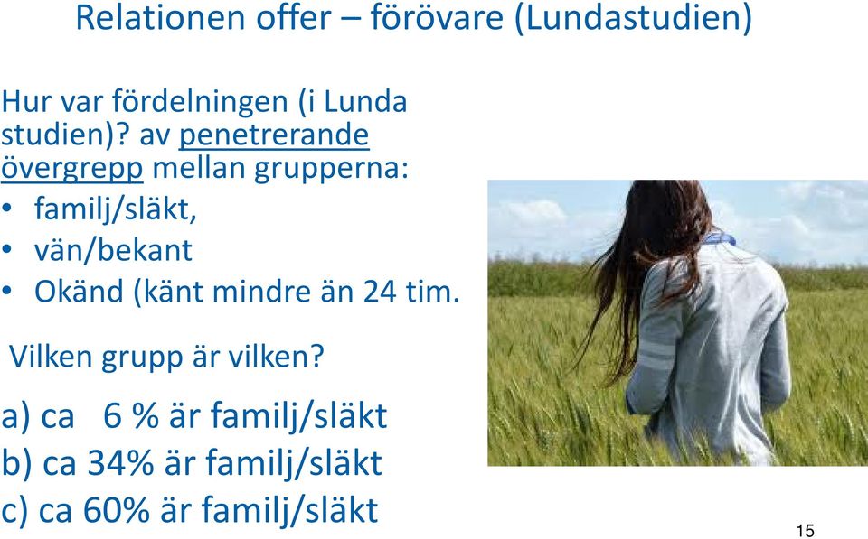 av penetrerande övergrepp mellan grupperna: familj/släkt, vän/bekant