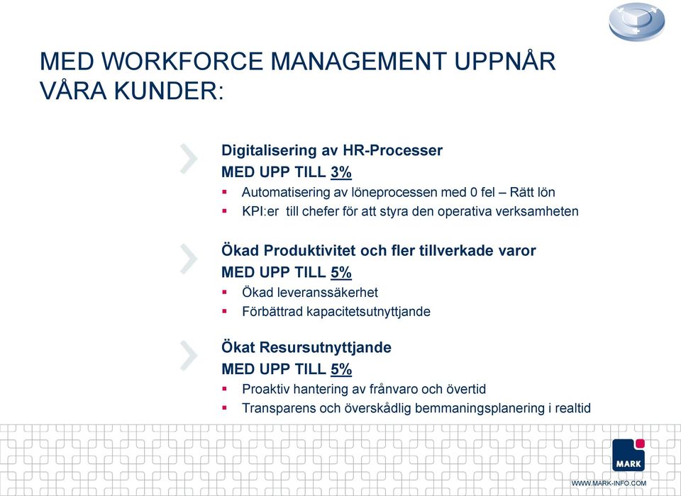 och fler tillverkade varor MED UPP TILL 5% Ökad leveranssäkerhet Förbättrad kapacitetsutnyttjande Ökat