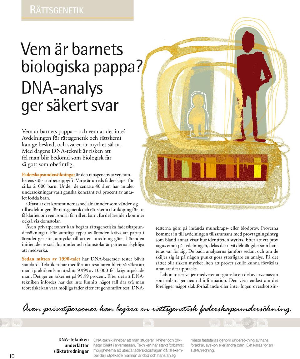 Varje år utreds faderskapet för cirka 2 000 barn. Under de senaste 40 åren har antalet undersökningar varit ganska konstant två procent av antalet födda barn.