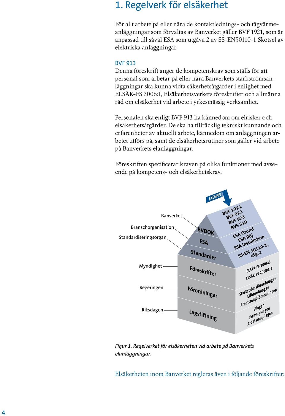 BVF 913 Denna föreskrift anger de kompetenskrav som ställs för att personal som arbetar på eller nära Banverkets starkströmsanläggningar ska kunna vidta säkerhetsåtgärder i enlighet med ELSÄK-FS