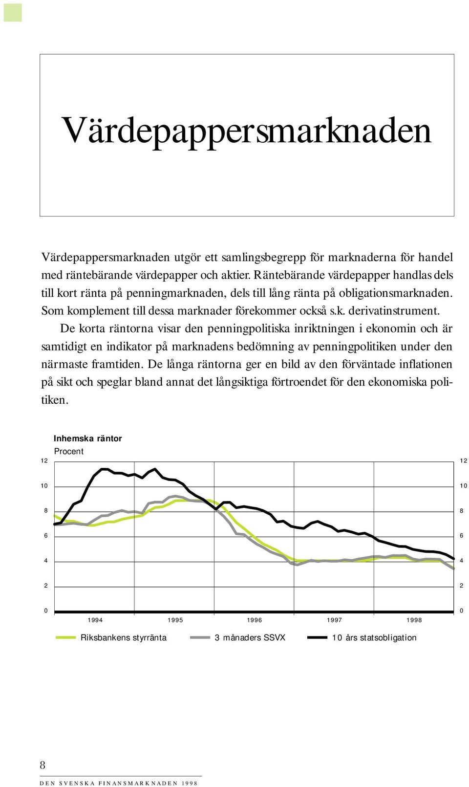 De korta räntorna visar den penningpolitiska inriktningen i ekonomin och är samtidigt en indikator på marknadens bedömning av penningpolitiken under den närmaste framtiden.