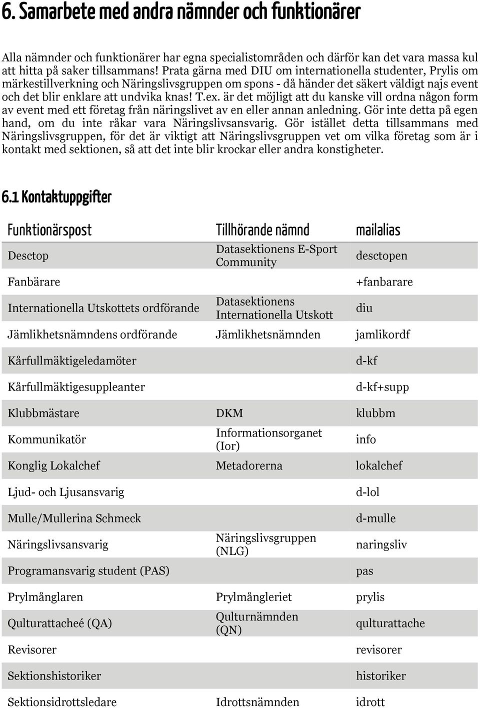 är det möjligt att du kanske vill ordna någon form av event med ett företag från näringslivet av en eller annan anledning. Gör inte detta på egen hand, om du inte råkar vara Näringslivsansvarig.