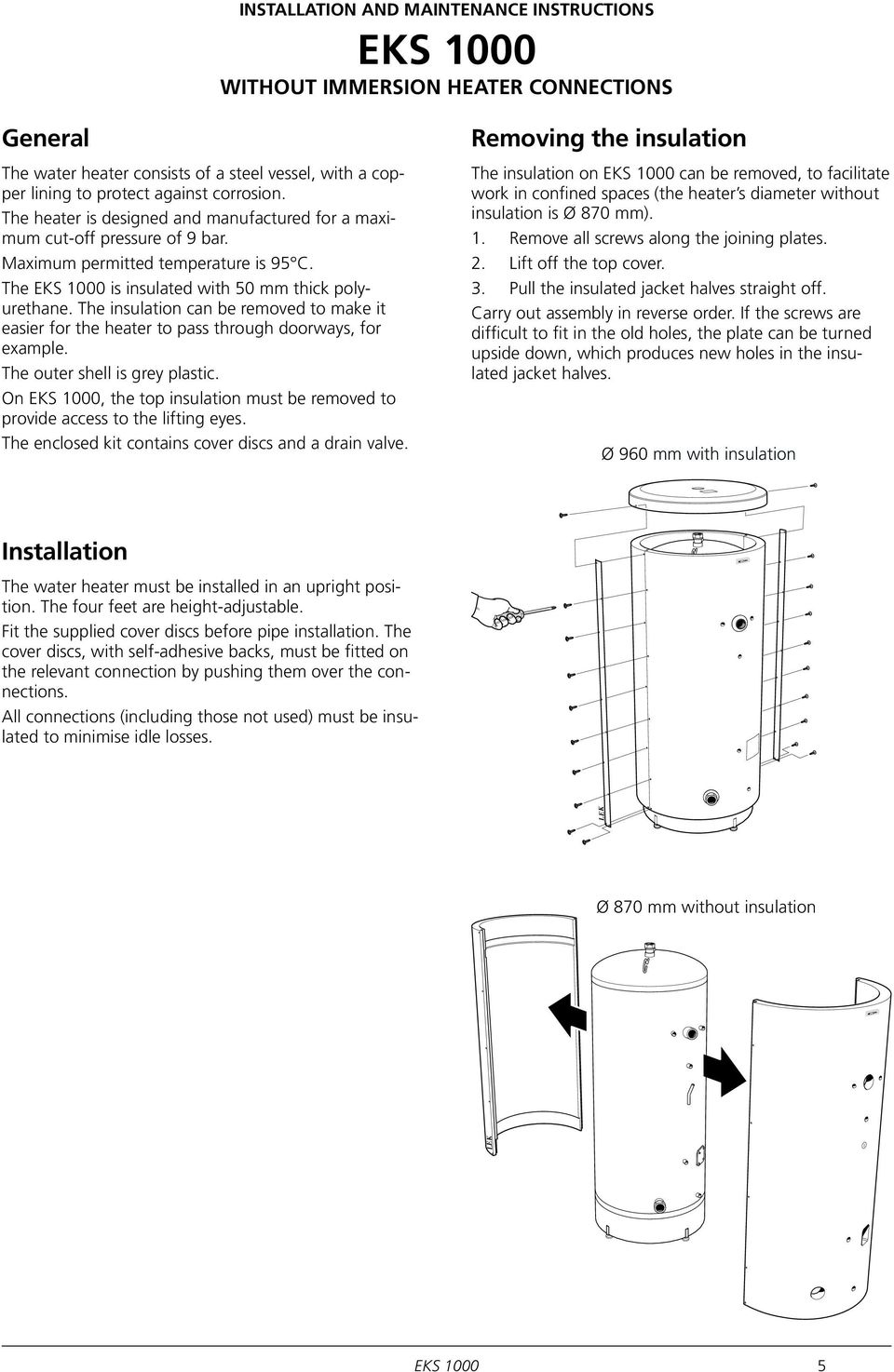 The insulation can be removed to make it easier for the heater to pass through doorways, for example. The outer shell is grey plastic.