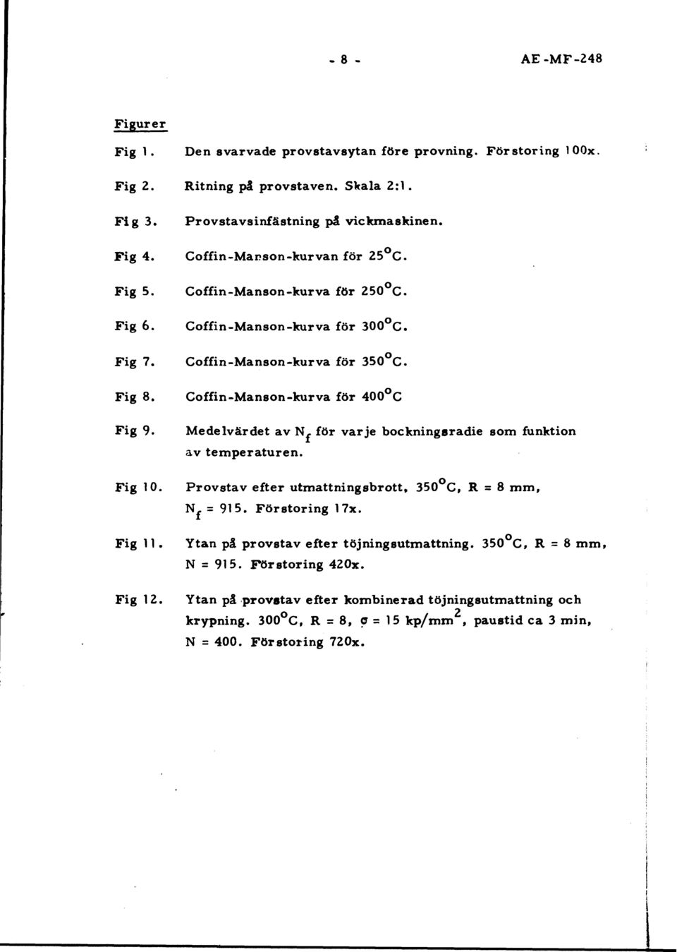 Fig 10. Fig 11. Fig 12. Medelvärdet av N- för varje bckningsradie sm funktin av temperaturen. Prvstav efter utmattningsbrtt, 350 C, R = 8 mm, N f = 915. Förstring 17x.