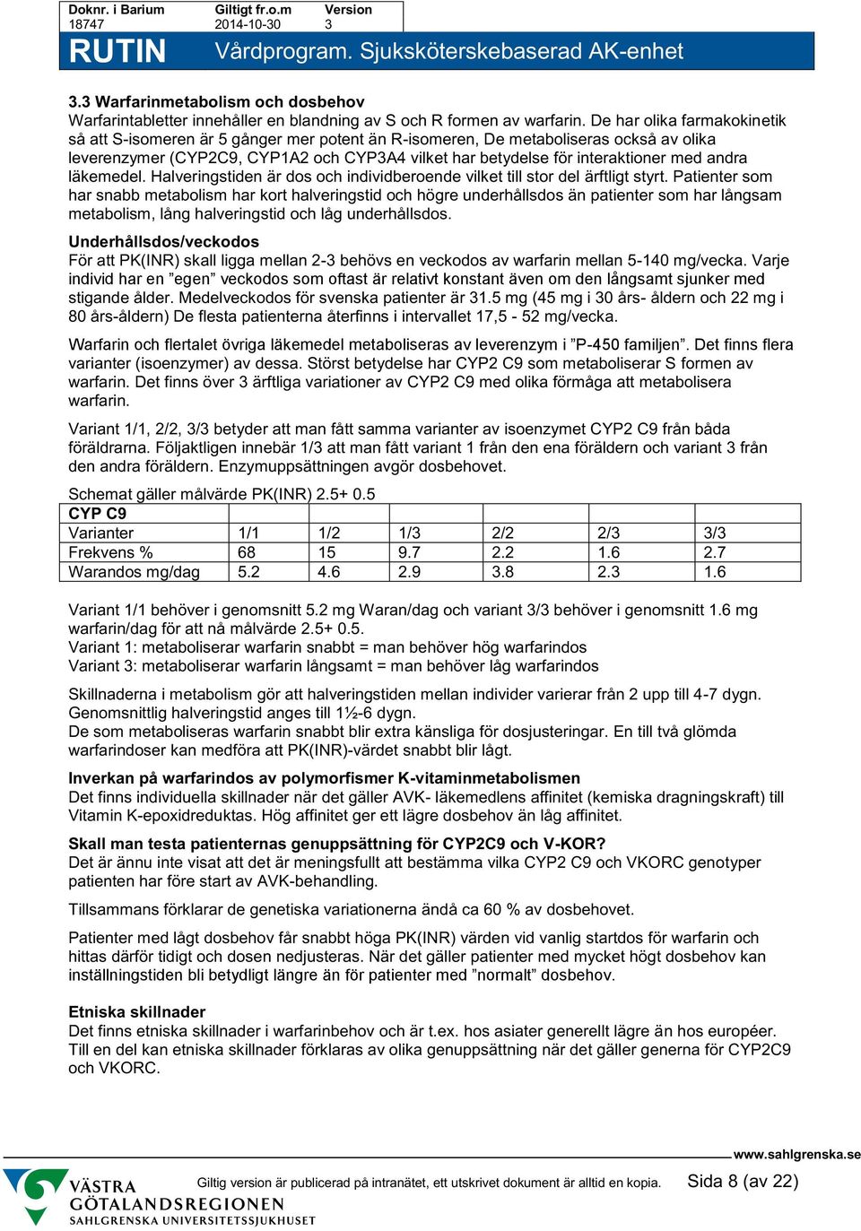 andra läkemedel. Halveringstiden är dos och individberoende vilket till stor del ärftligt styrt.