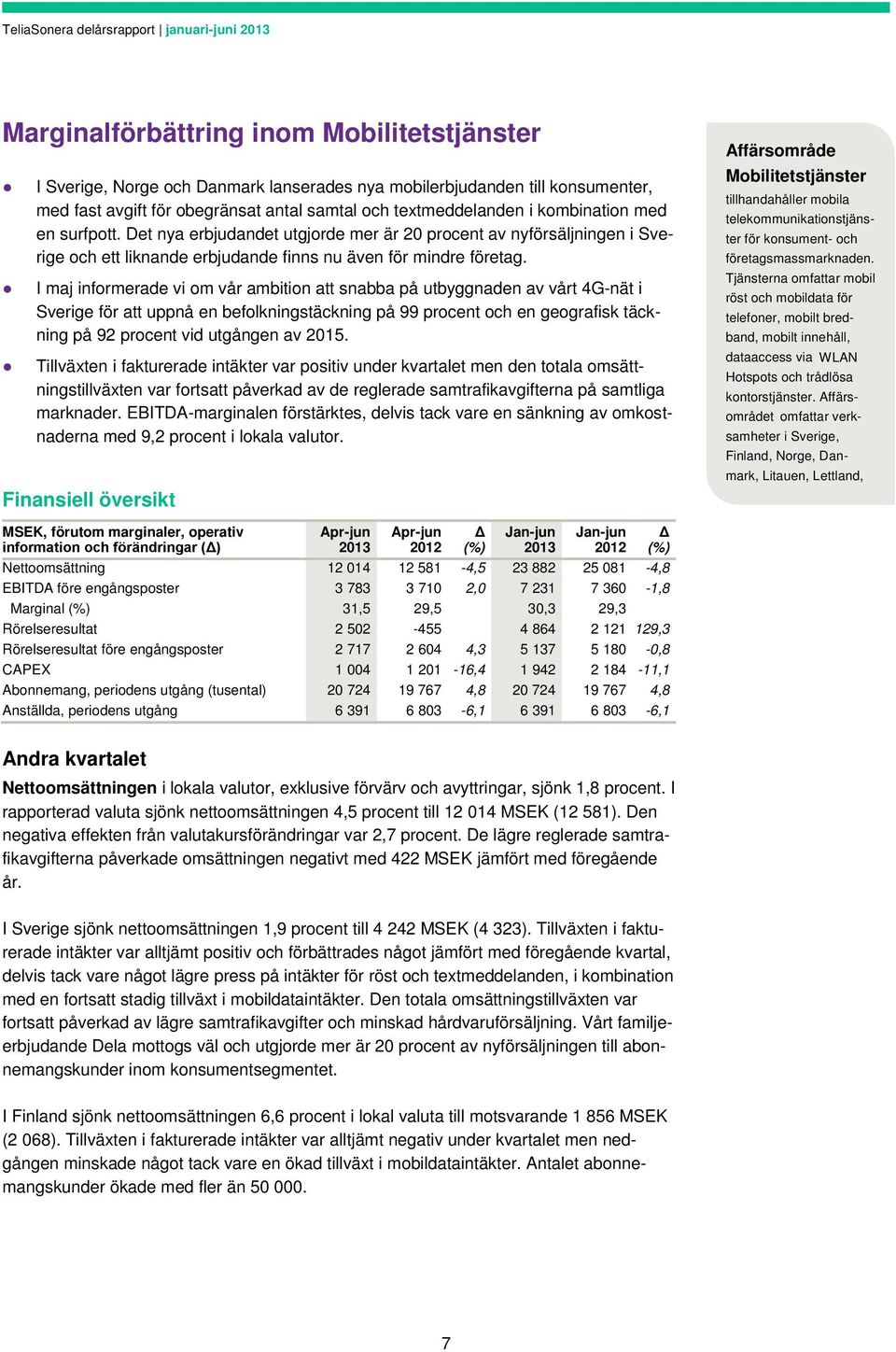 I maj informerade vi om vår ambition att snabba på utbyggnaden av vårt 4G-nät i Sverige för att uppnå en befolkningstäckning på 99 procent och en geografisk täckning på 92 procent vid utgången av