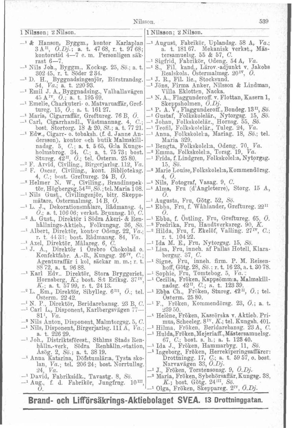 ., ~'ärov -a$junkt v. Jakobs 302 45, r. t. Sbder 2 34. -I D. H., Byggnadsingenjör, Rörstrandsg. 54, ; a. t. 230 93. -l Emil J. A., Byggnadsing., Valhallavägen 45 AIV, O.; a. t 19569.