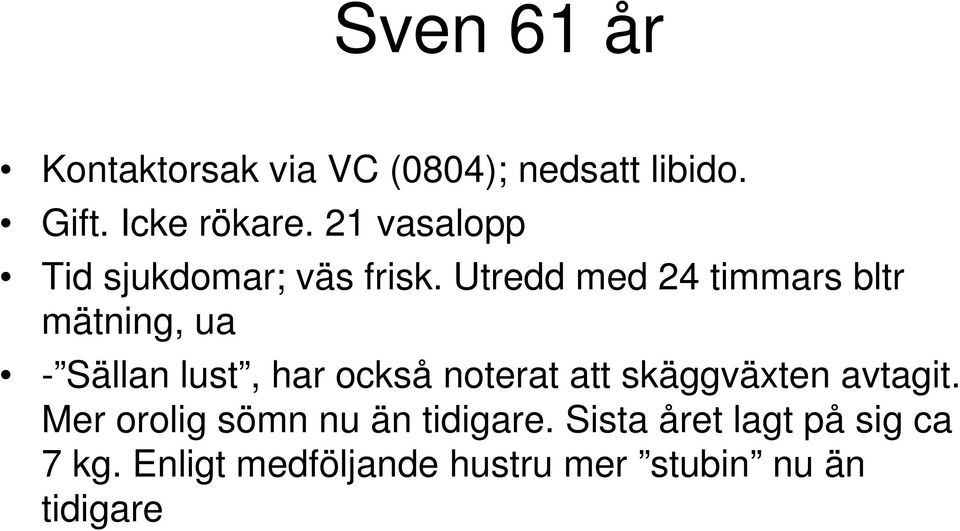 Utredd med 24 timmars bltr mätning, ua - Sällan lust, har också noterat att