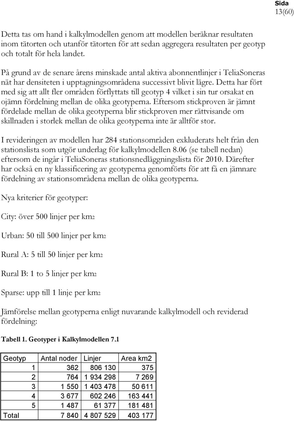 Detta har fört med sig att allt fler områden förflyttats till geotyp 4 vilket i sin tur orsakat en ojämn fördelning mellan de olika geotyperna.