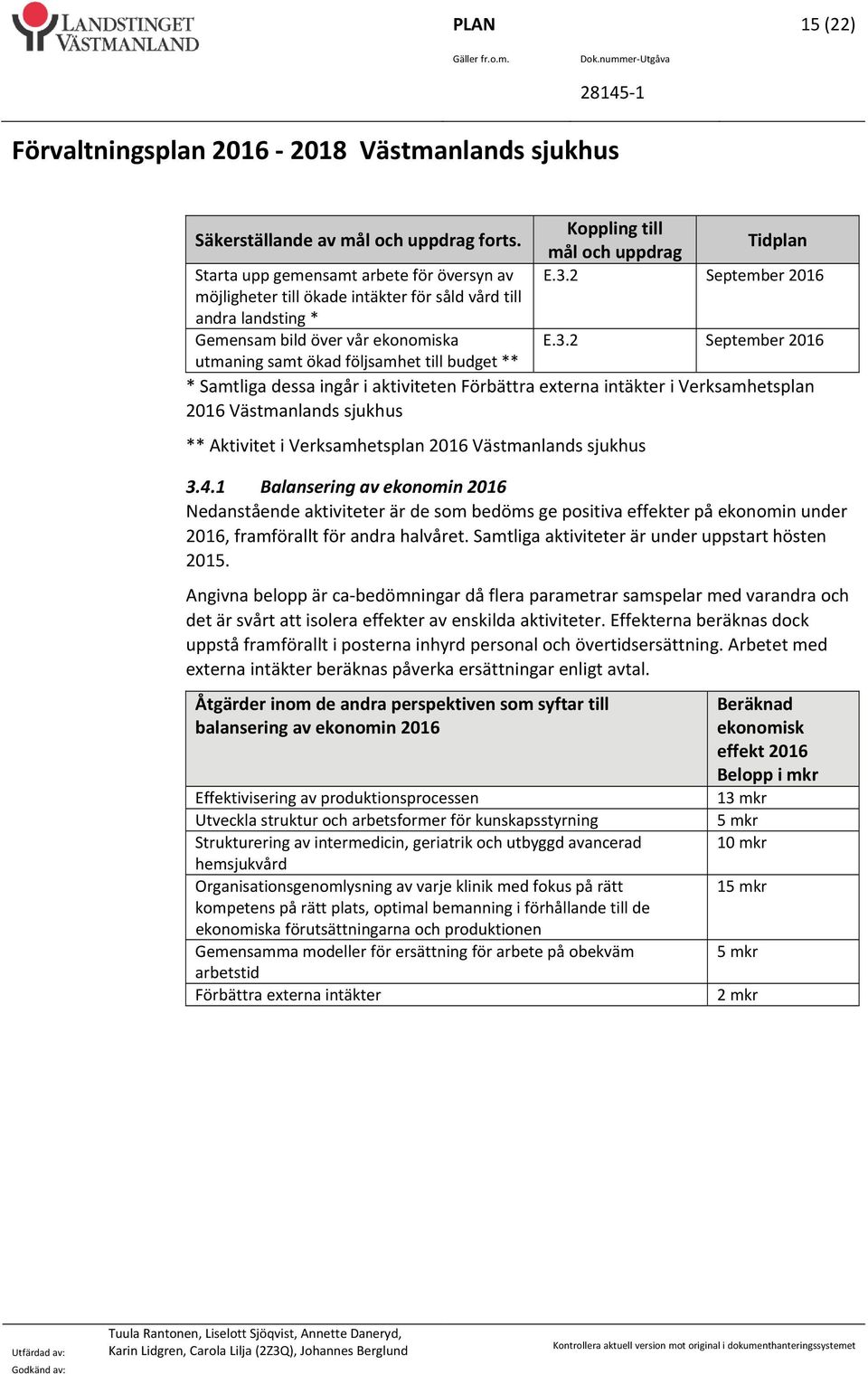 till mål och uppdrag Tidplan E.3.