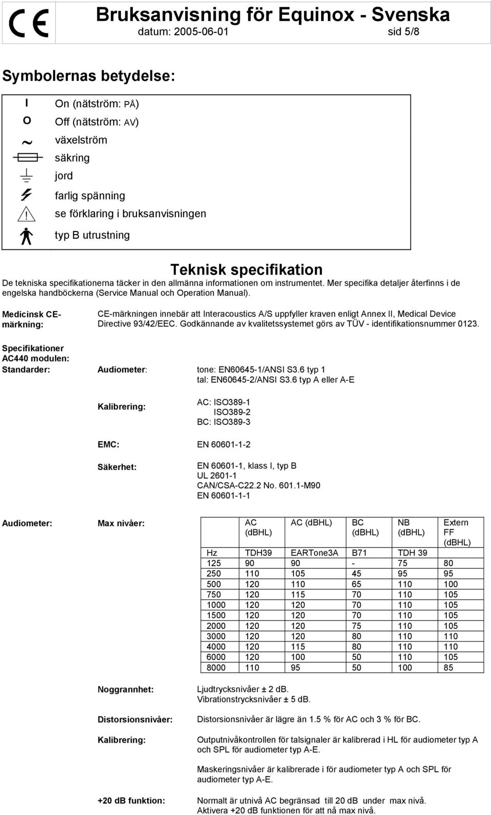 allmänna informationen om instrumentet. Mer specifika detaljer återfinns i de engelska handböckerna (Service Manual och Operation Manual).