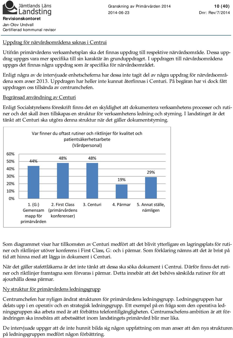 Enligt några av de intervjuade enhetscheferna har dessa inte tagit del av några uppdrag för närvårdsområdena som avser 2013. Uppdragen har heller inte kunnat återfinnas i Centuri.