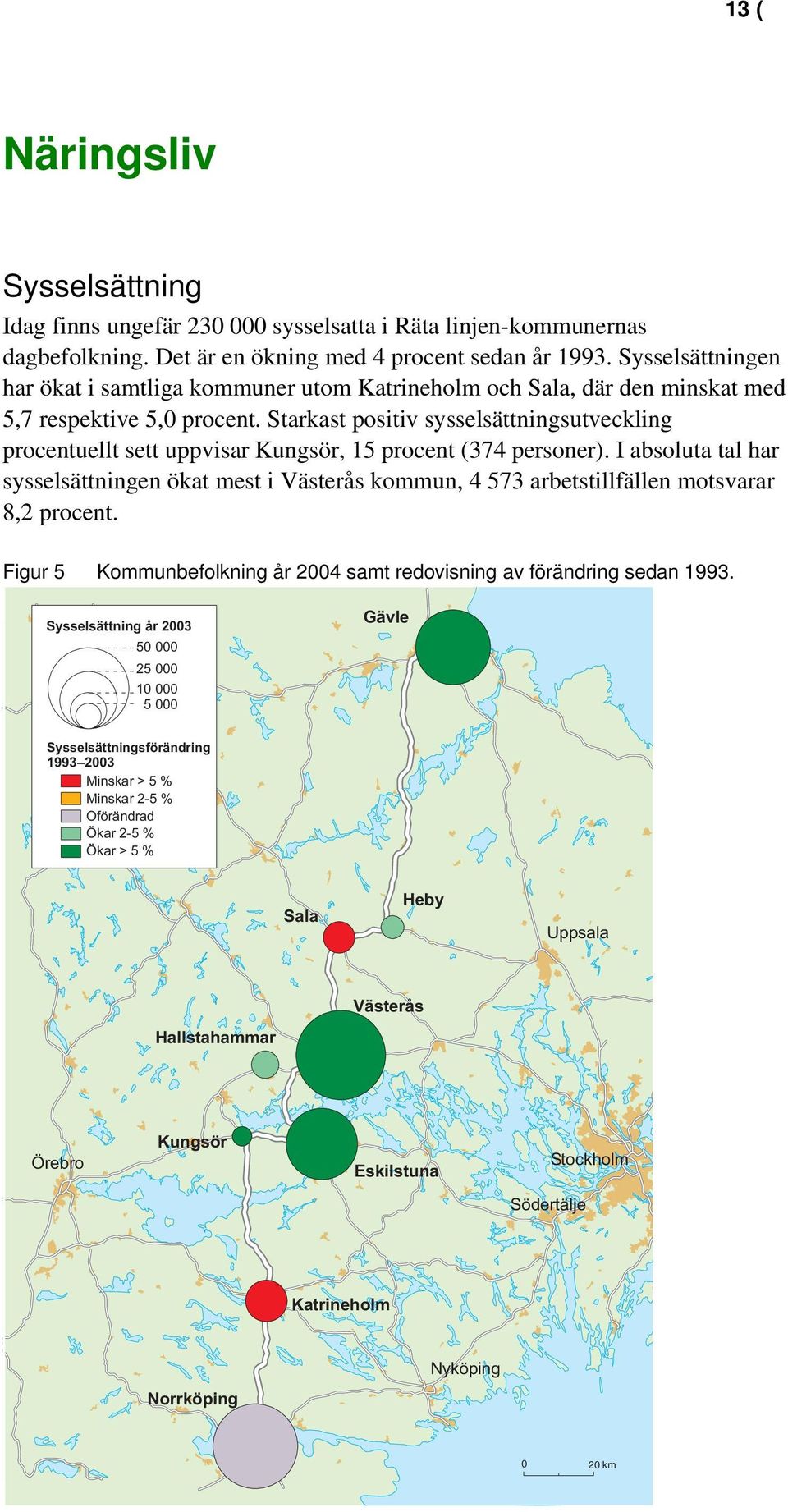 Starkast positiv sysselsättningsutveckling procentuellt sett uppvisar Kungsör, 15 procent (374 personer).