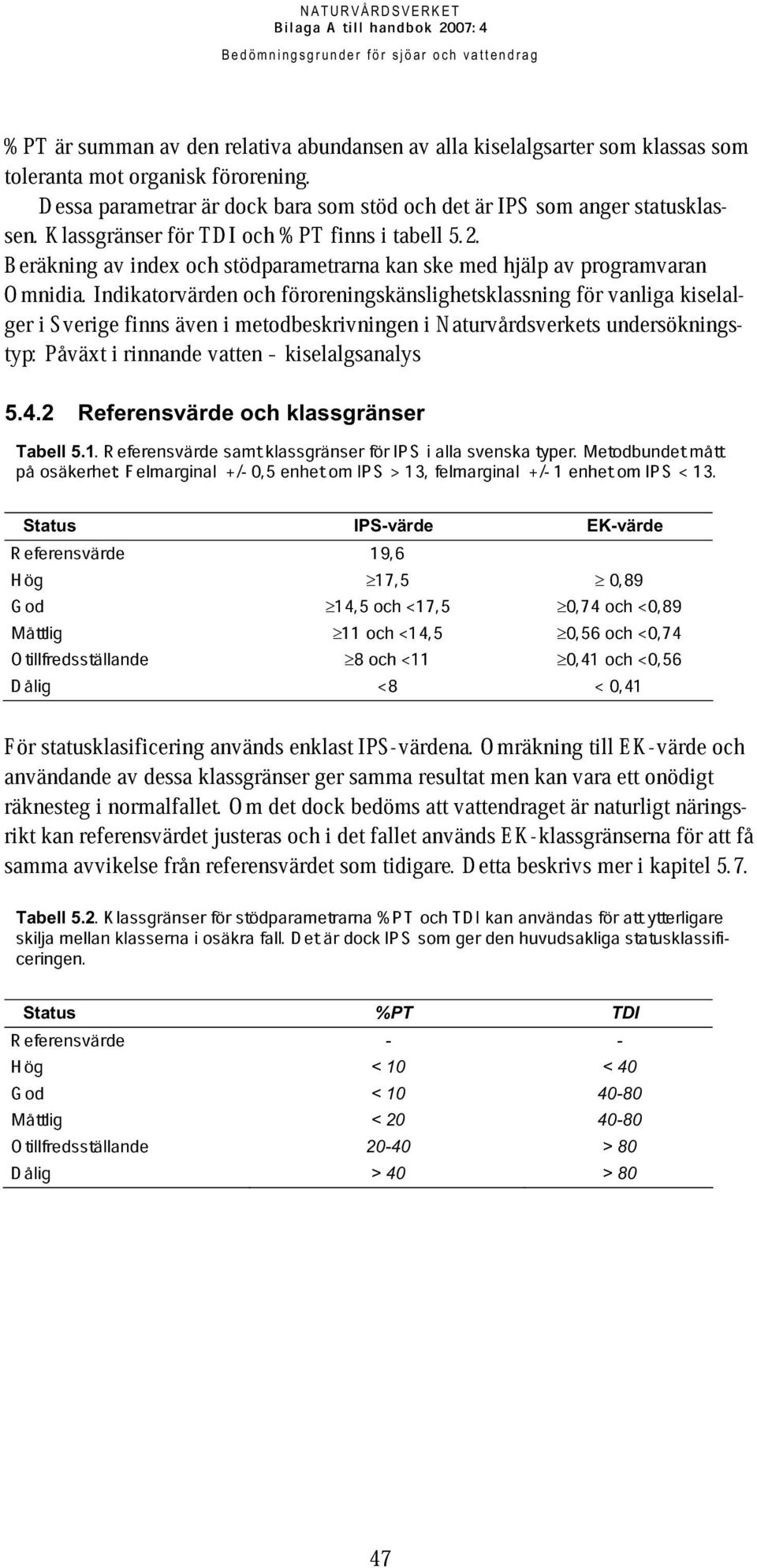 Indkatorvden ndex stödparametrarna orenngskänslghetsklassnng ske hjälp programvaran ger Sverge fnns även metodbeskrvnngen Naturvårdsverkets undersöknngstyp: Påväxt rnnande vatten vanlga kselal-