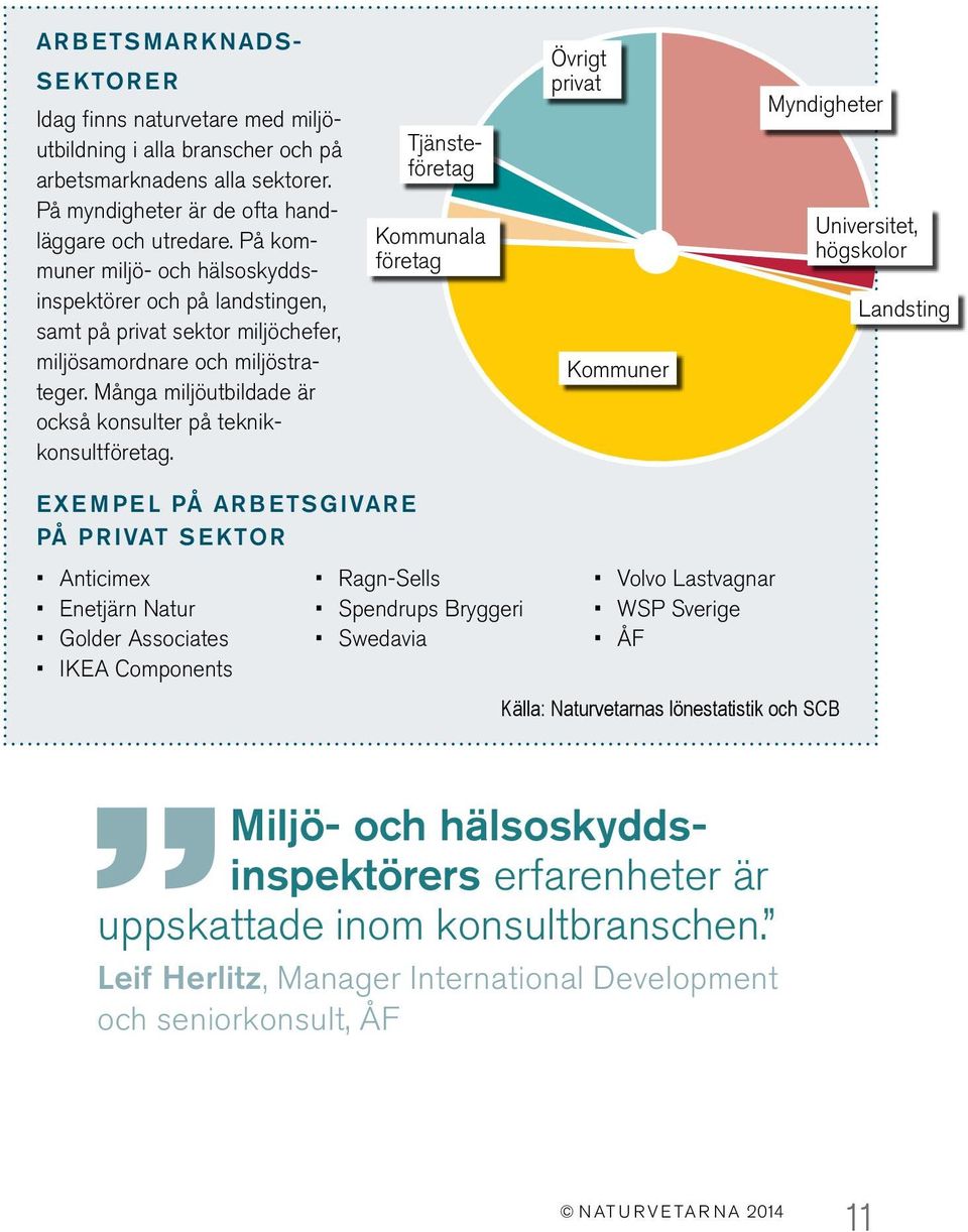 Många miljöutbildade är också konsulter på teknikkonsultföretag.