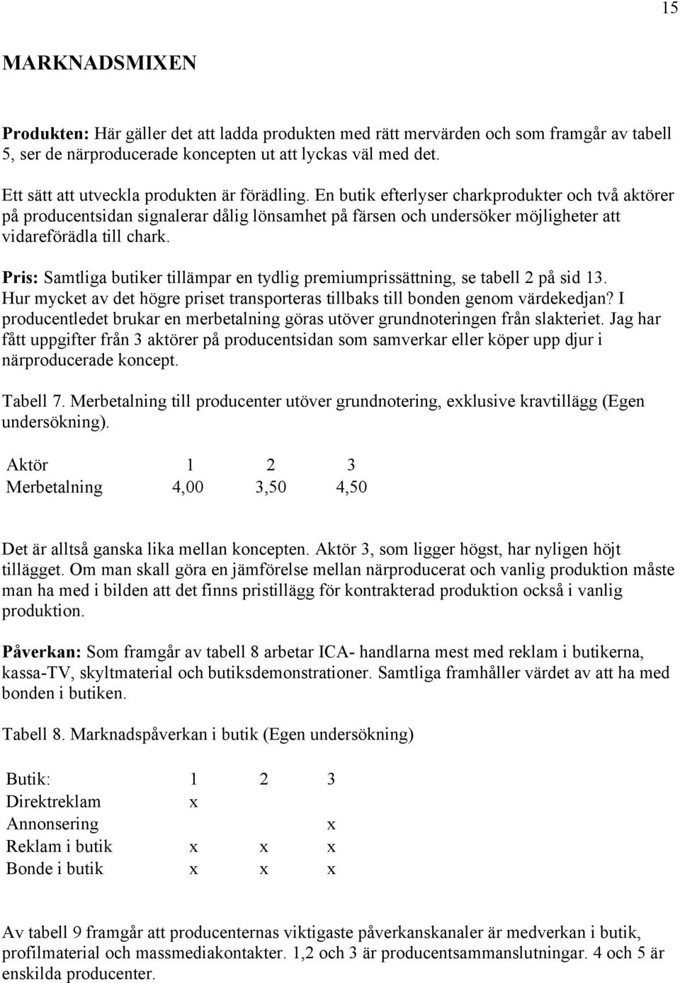 En butik efterlyser charkprodukter och två aktörer på producentsidan signalerar dålig lönsamhet på färsen och undersöker möjligheter att vidareförädla till chark.